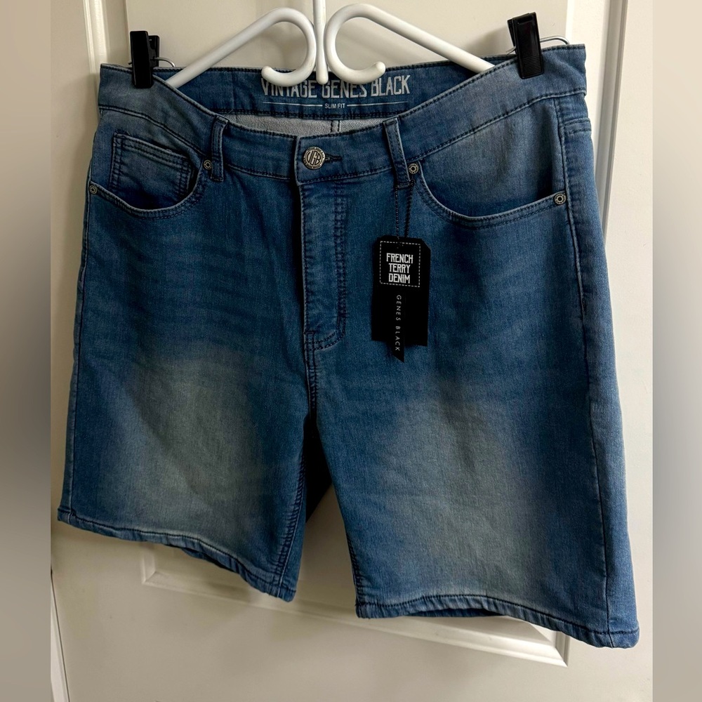 Vintage Genes Black Denim Shorts - Slim Fit